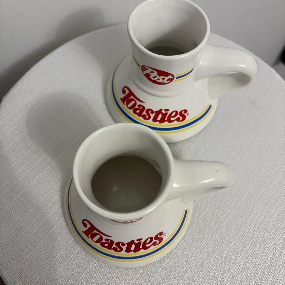 Vintage Post Toasties Ceramic Mugs Set of 2 Advertising Cups Taiwan(F91)✨
